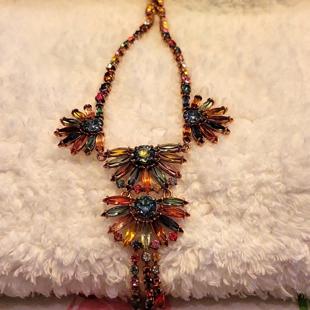 J. Crew Multi Colored Crystal Necklace